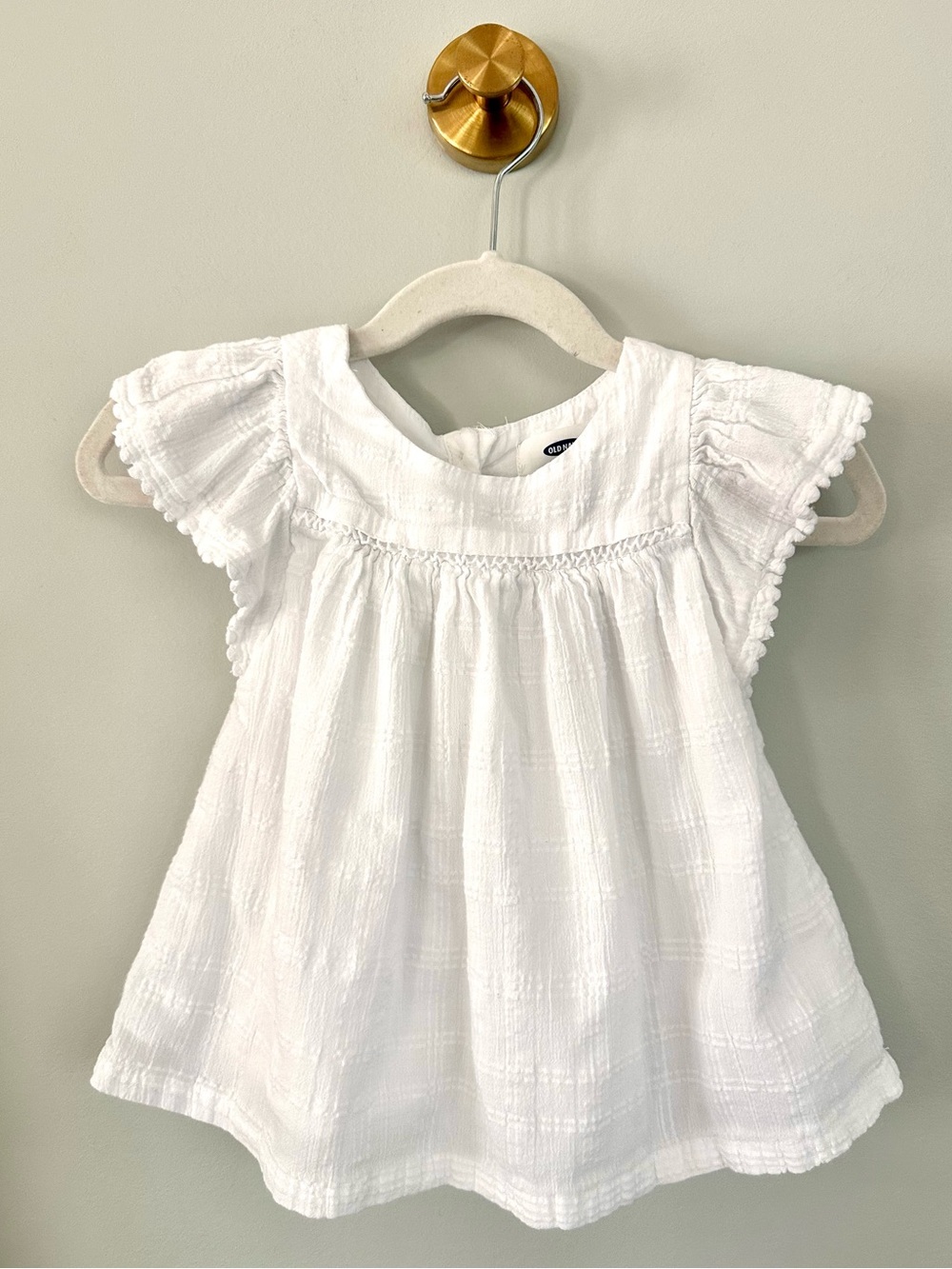 Old Navy Toddler Girls White Gauze Flutter Sleeve Top 3T